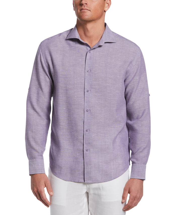 Cubavera Travelselect™ Linen-Blend Rolled Sleeve Shirt Mystical