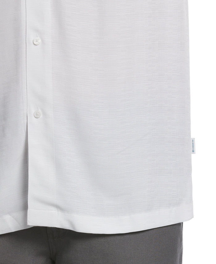 Cubavera Tropical Chest Print Camp Collar Shirt Brilliant White