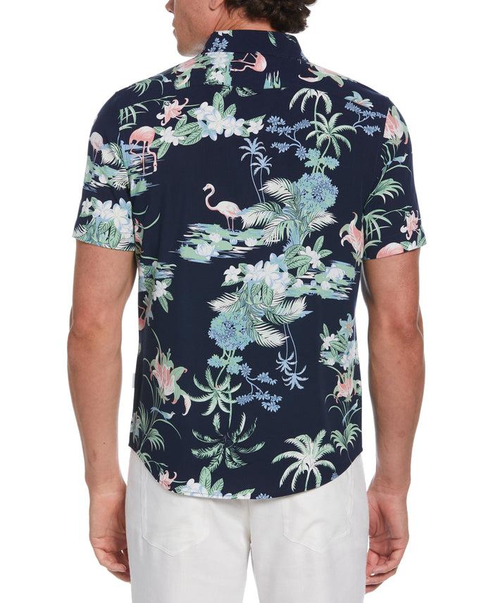 Cubavera Tropical Flamingo Print Shirt Naval Academy