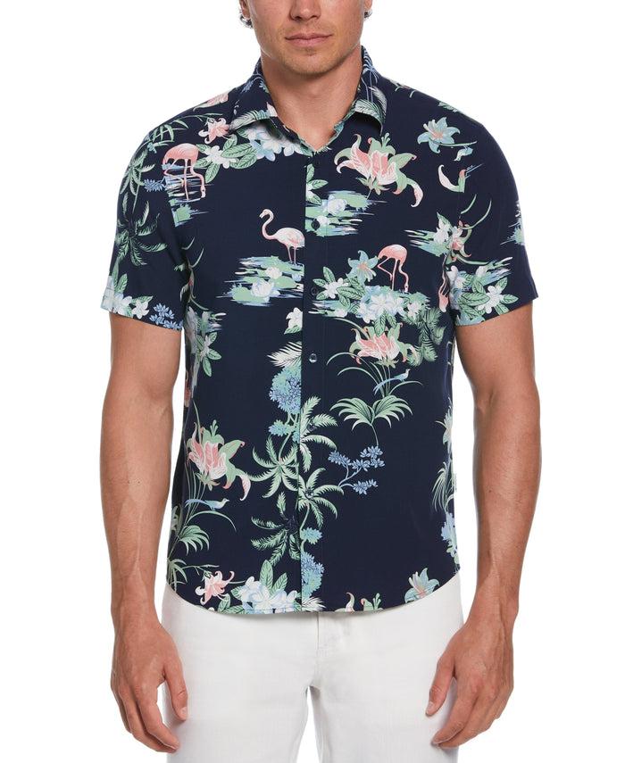 cubavera Tropical Flamingo Print Shirt Naval Academy