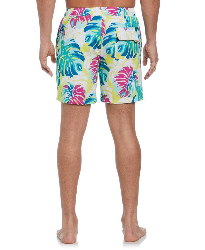 Cubavera Tropical Leaf Print Swim Short Blazing Yellow