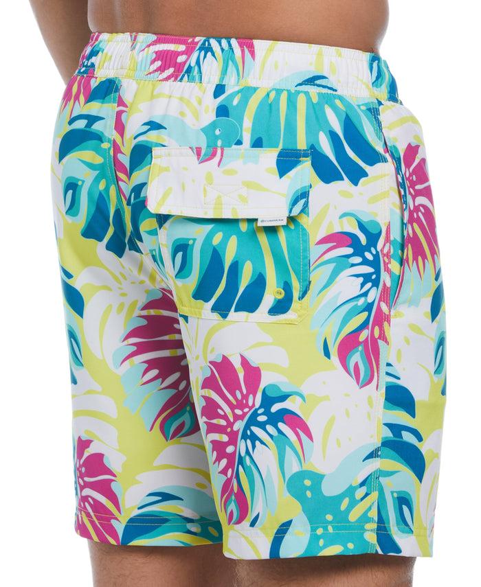 Cubavera Tropical Leaf Print Swim Short Blazing Yellow