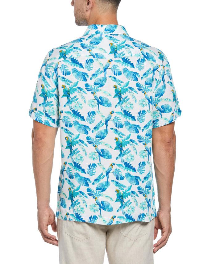 Cubavera Tropical Parrot Print Shirt Brilliant White