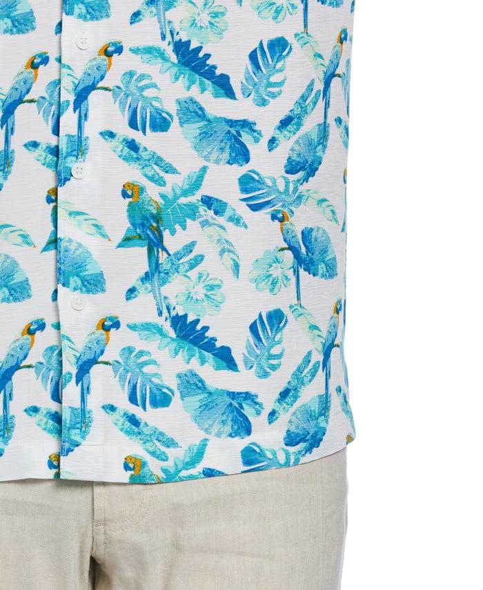 Cubavera Tropical Parrot Print Shirt Brilliant White