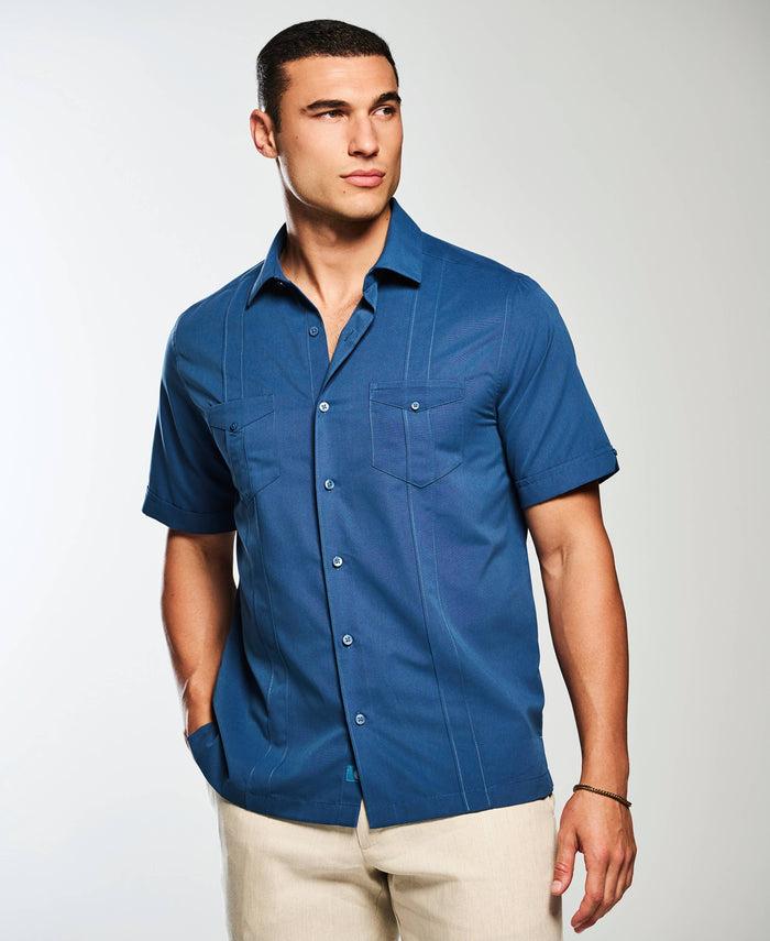 Cubavera Two-Pocket Double Pintuck Shirt Ensign Blue