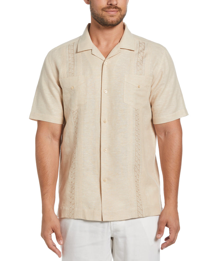 cubavera Two Pocket Embroidered Guayabera Shirt Cuban Sand