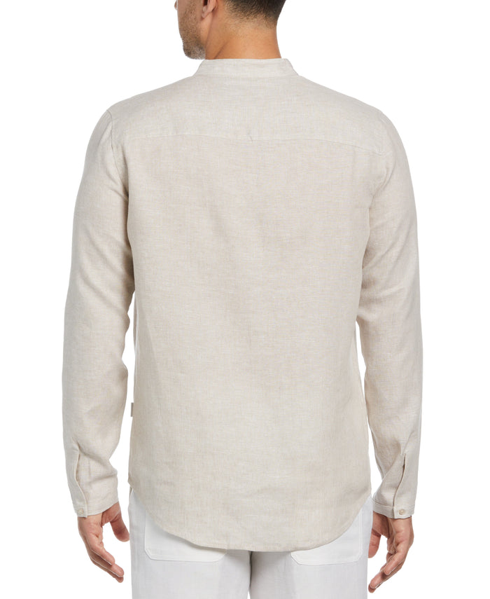 Cubavera Two-Pocket Pintuck Popover Shirt Natural Linen