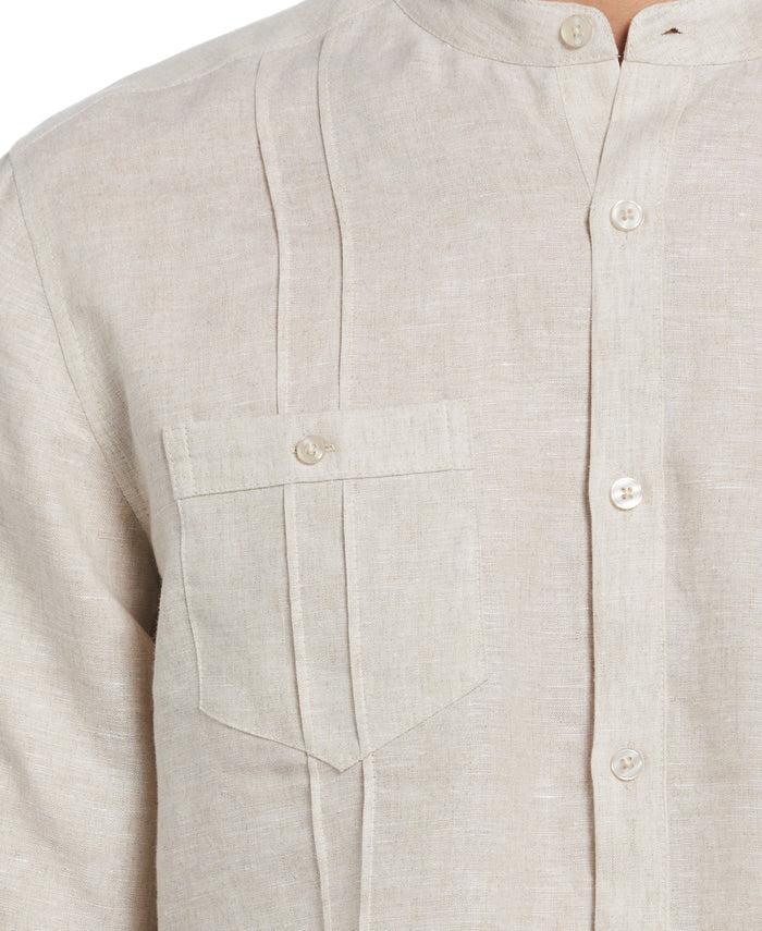 Cubavera Two-Pocket Pintuck Popover Shirt Natural Linen