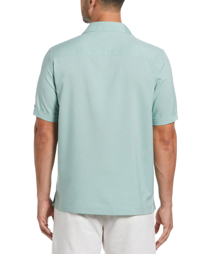 Cubavera Two-Tone Cross Tuck Chambray Shirt Blue Surf