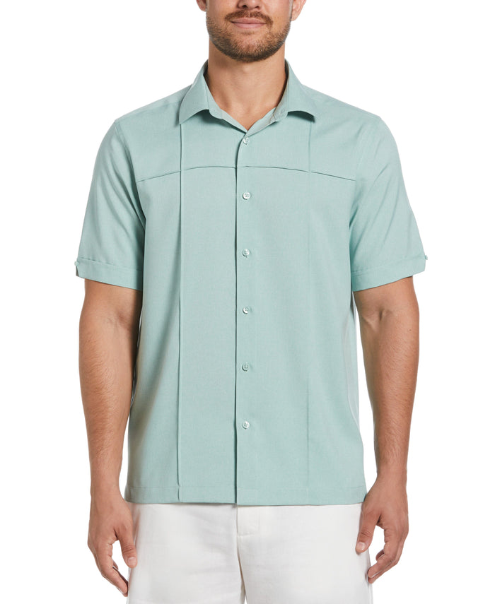 cubavera Two-Tone Cross Tuck Chambray Shirt Blue Surf