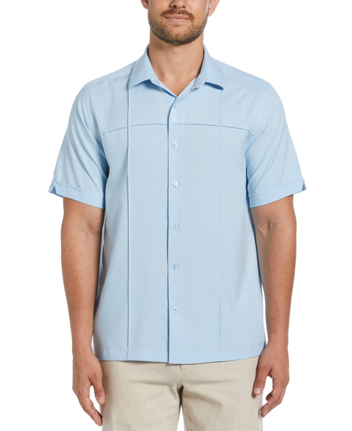 cubavera Two-Tone Cross Tuck Chambray Shirt Cerulean