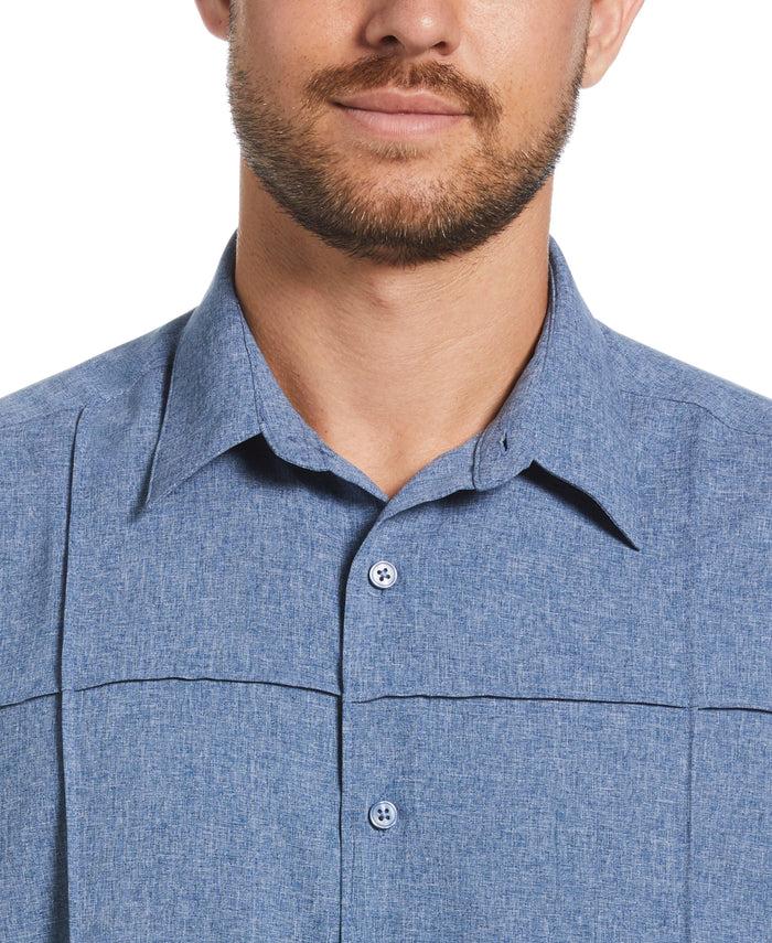 Cubavera Two-Tone Cross Tuck Chambray Shirt Estate Blue