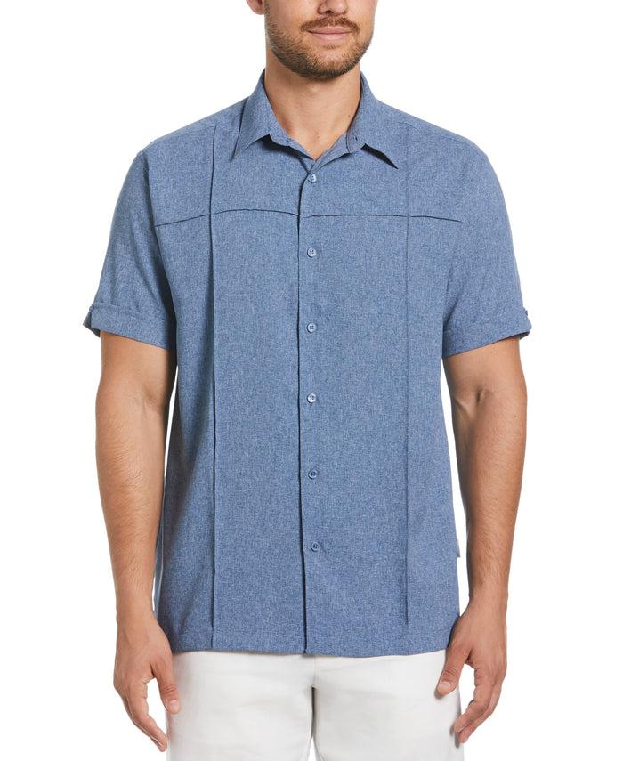 cubavera Two-Tone Cross Tuck Chambray Shirt Estate Blue