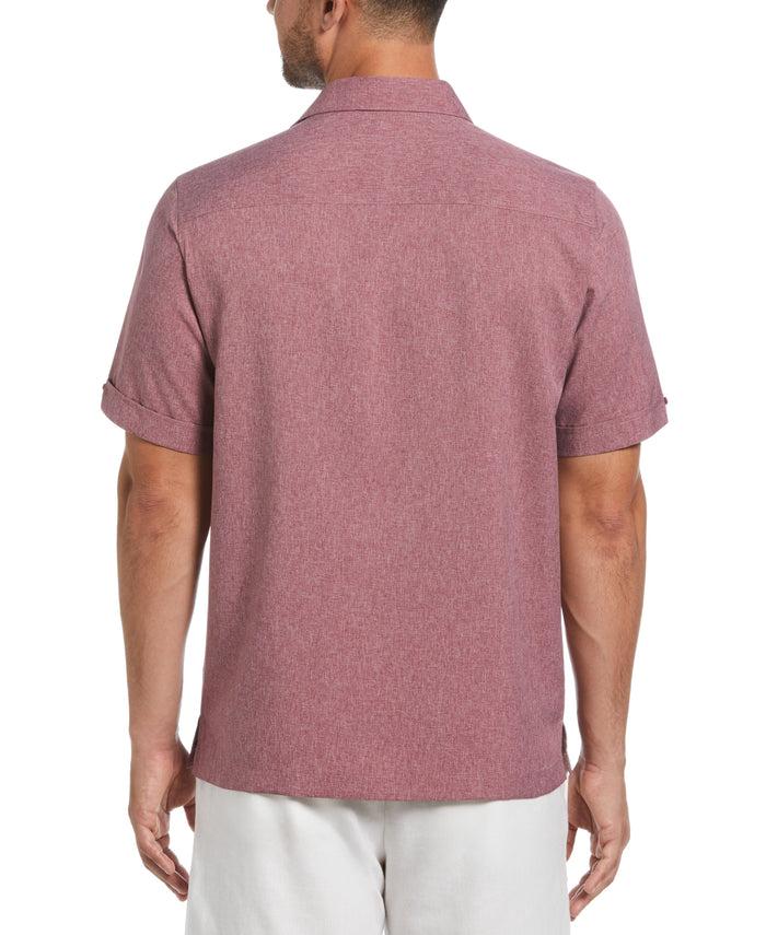 Cubavera Two-Tone Cross Tuck Chambray Shirt Hawthorn Rose