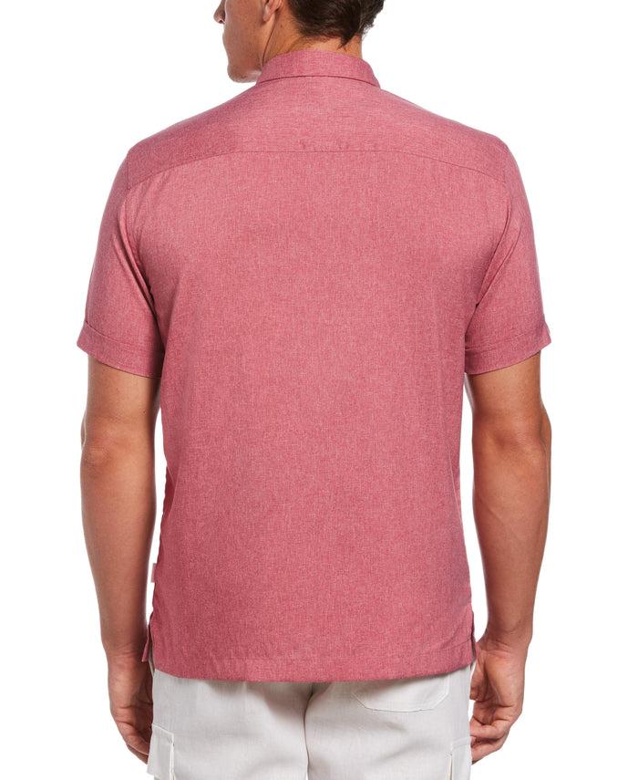 Cubavera Two-Tone Cross Tuck Chambray Shirt Sangria