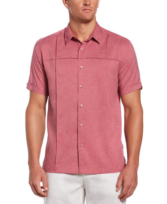 Cubavera Two-Tone Cross Tuck Chambray Shirt Sangria