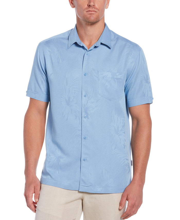 cubavera Two-Tone One Pocket Floral Print Shirt Allure