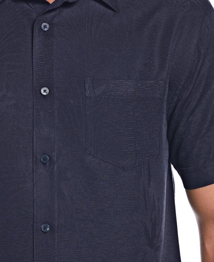 Cubavera Two-Tone One Pocket Floral Print Shirt Navy Blazer