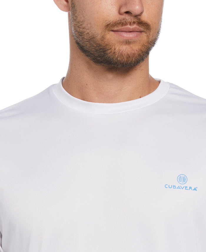 Cubavera Varadero Cuba Print Sun Protection Shirt Brilliant White