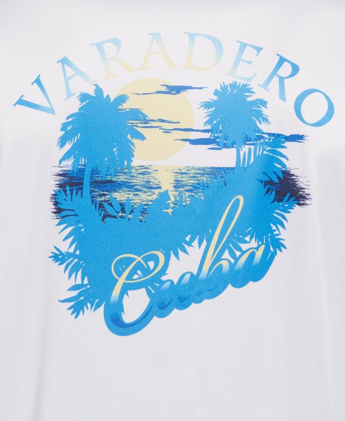 Cubavera Varadero Cuba Print Sun Protection Shirt Brilliant White