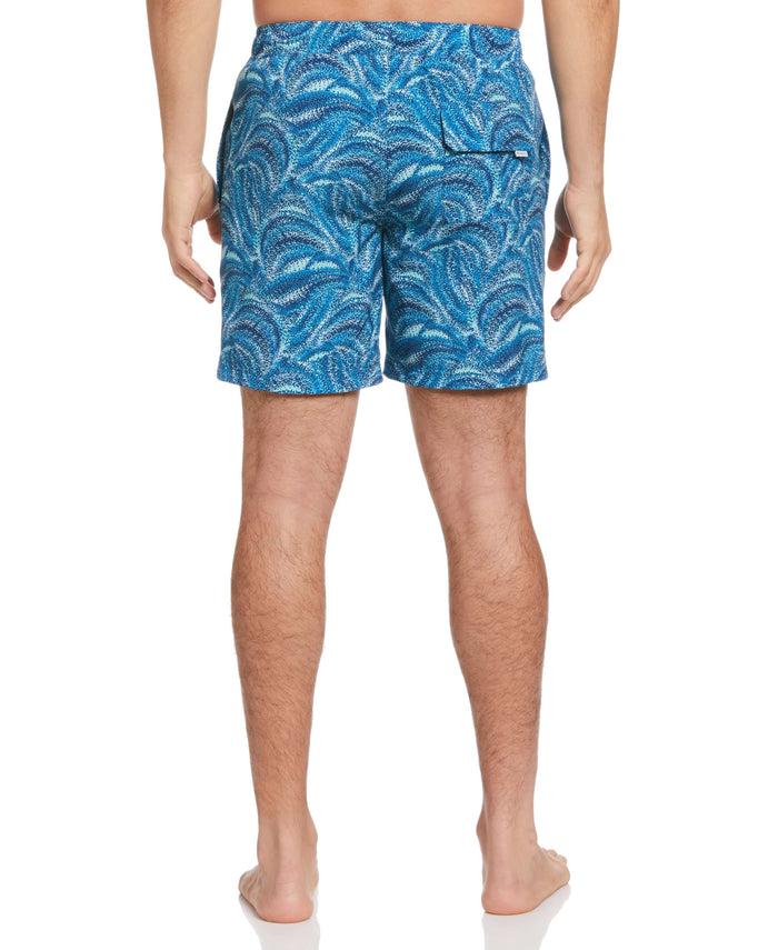 Cubavera Wave Print 7" Swim Trunks Mediterranian Blue