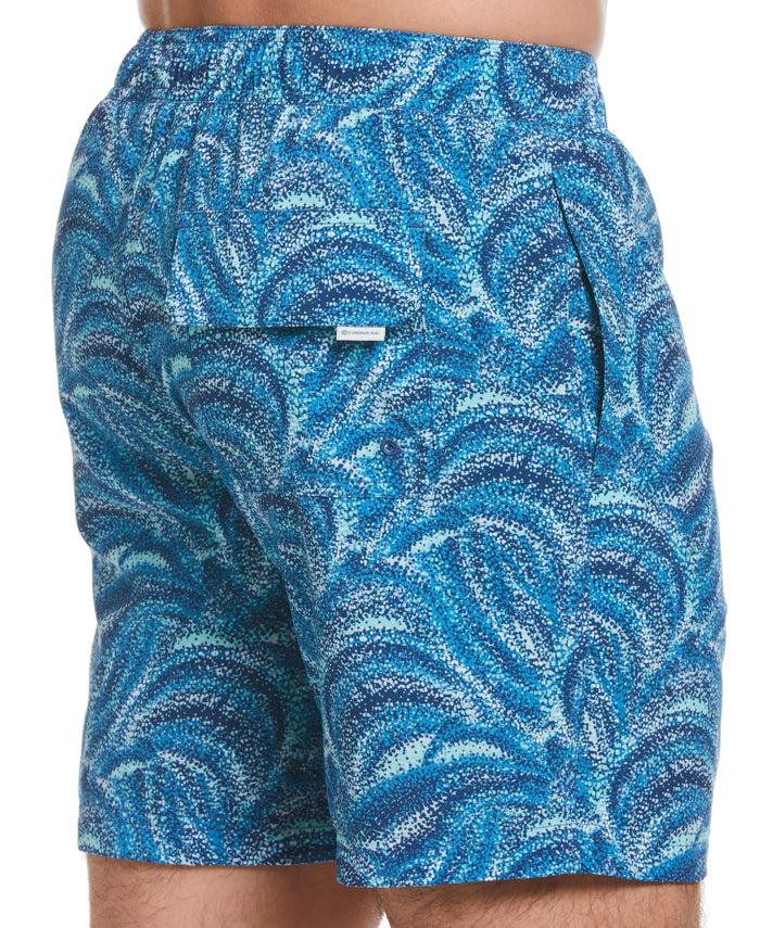 Cubavera Wave Print 7" Swim Trunks Mediterranian Blue