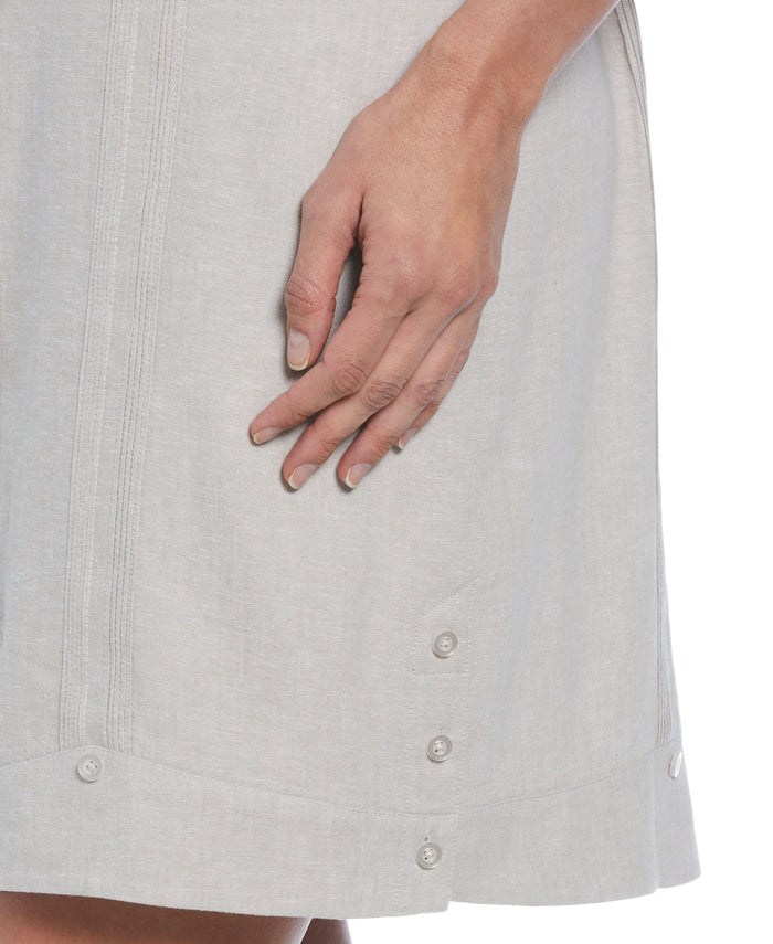 Cubavera Women's Two-Tone Two-Pocket Linen Blend Guayabera Dress Natural