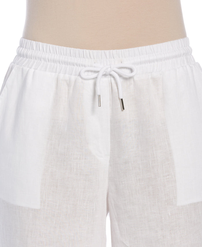 Cubavera Women's Wide Leg Drawstring Linen Pant White