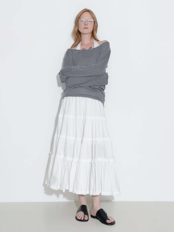 Cubic 100% Cotton A-line Ruffled White Cake Skirt White