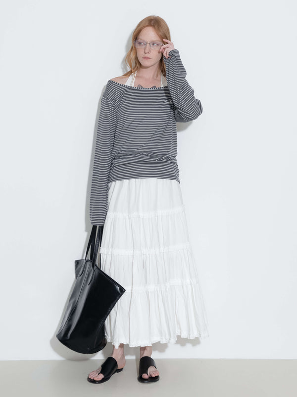 cubic 100% Cotton A-line Ruffled White Cake skirt White