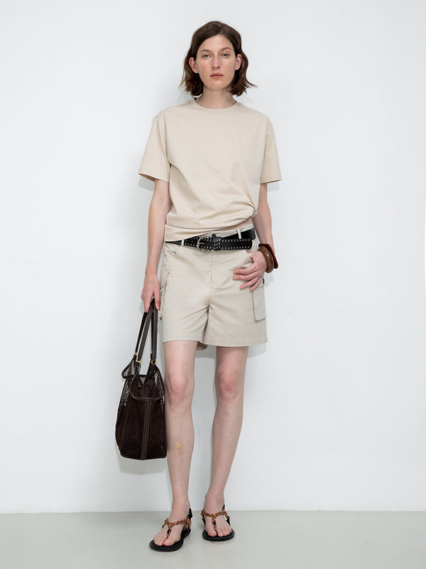 cubic 100% Cotton Casual Utility Straight-Leg Shorts Beige