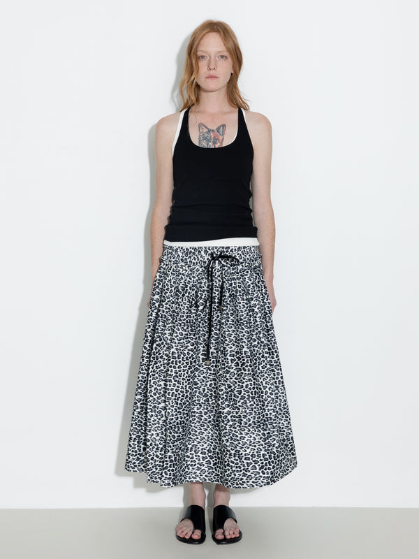 Cubic 100% Cotton Leopard Print A-Line Skirt Animal Print