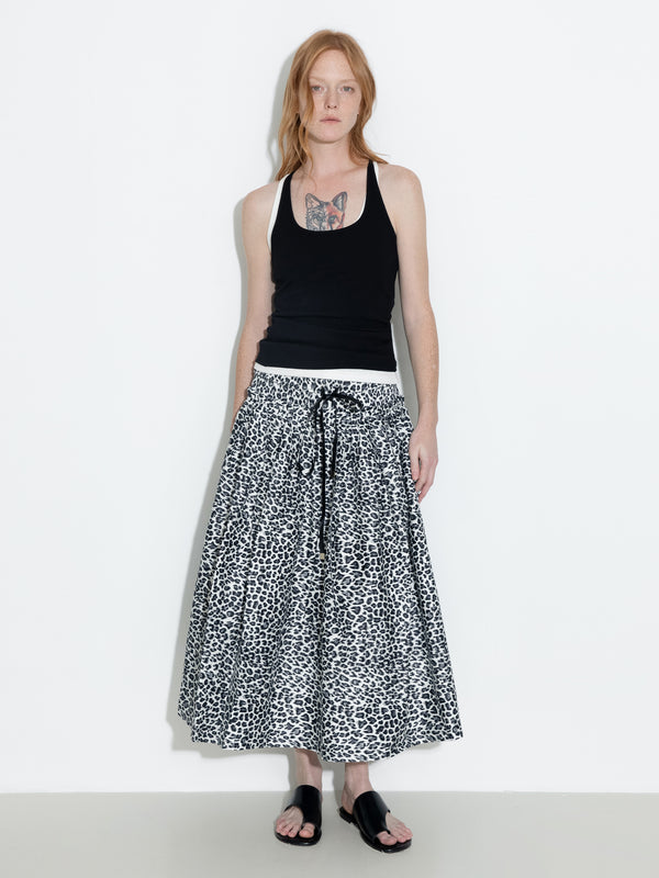 cubic 100% Cotton Leopard Print A-Line Skirt Animal Print