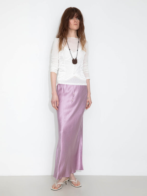 Cubic 100% Heavyweight Acetate Bias Cut Skirt Silver