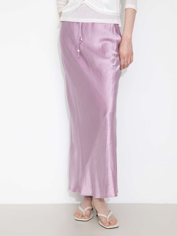 Cubic 100% Heavyweight Acetate Bias Cut Skirt Silver