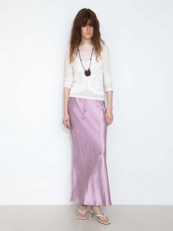 cubic 100% Heavyweight Acetate Bias Cut Skirt Silver