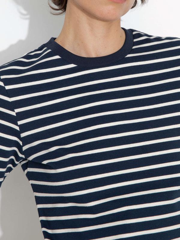 Cubic C By CUBIC Striped Basic Cotton T-Shirt Black