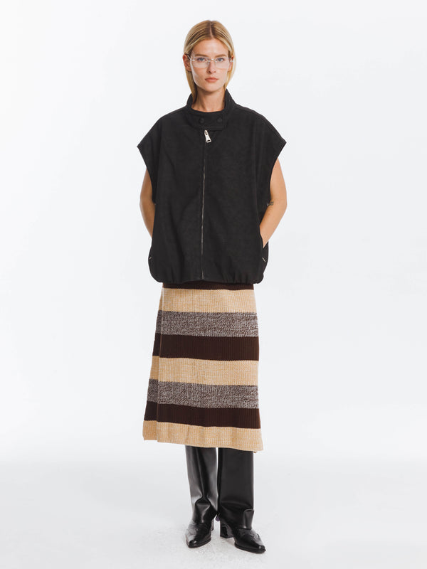 Cubic Contrast Striped Knitted Sleeveless Dress Gray