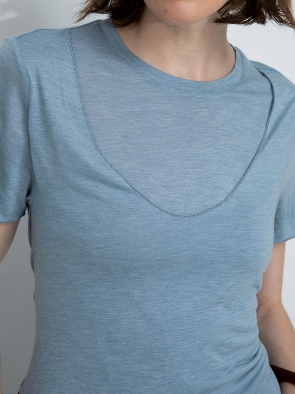 Cubic Convertible Layered Short-Sleeve T-Shirt Blue