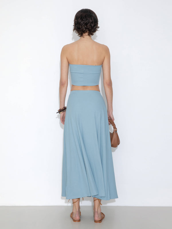 Cubic Convertible Strapless A-Line Dress & Skirt LightSkyBlue