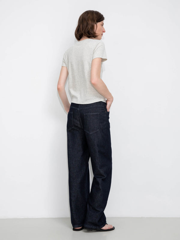 Cubic Cropped Letter Embroidered T-shirt Light Gray