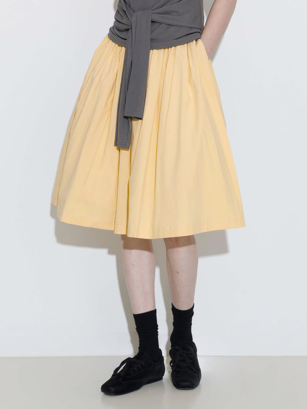 Cubic 100% Cotton A-Line Midi Skirt White