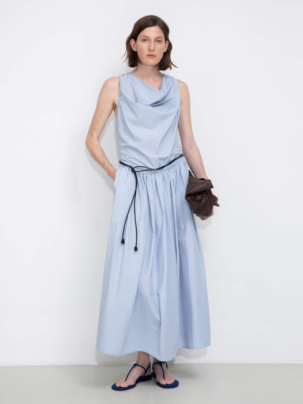 Cubic 100% Cotton Halter Neck Cowl Dress White