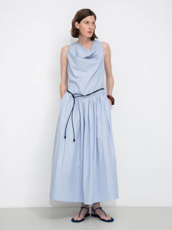 Cubic 100% Cotton Halter Neck Cowl Dress White