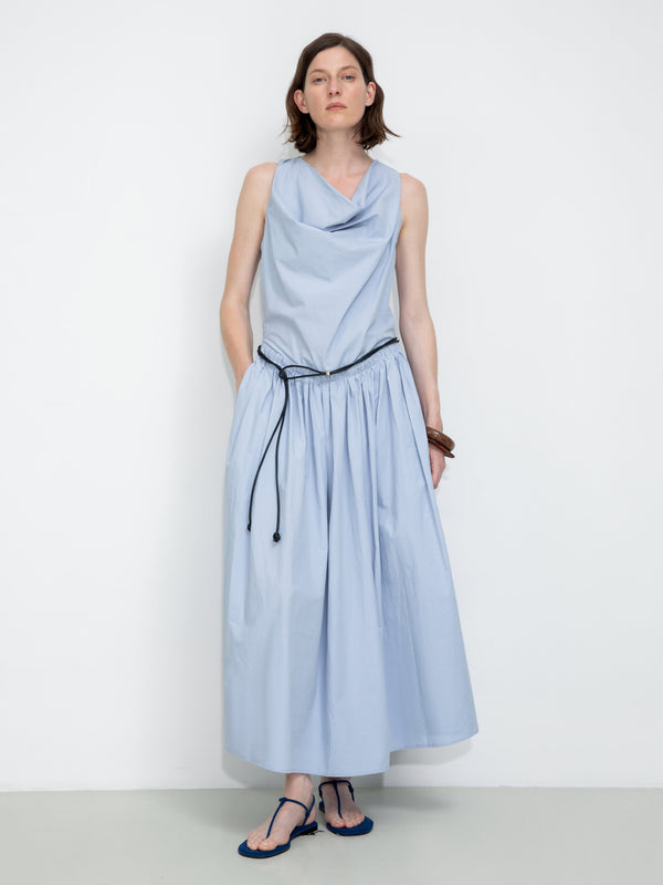 cubic 100% Cotton Halter Neck Cowl Dress White