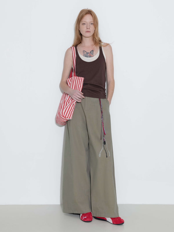 cubic 100% Cotton Palazzo Pants DarkOliveGreen
