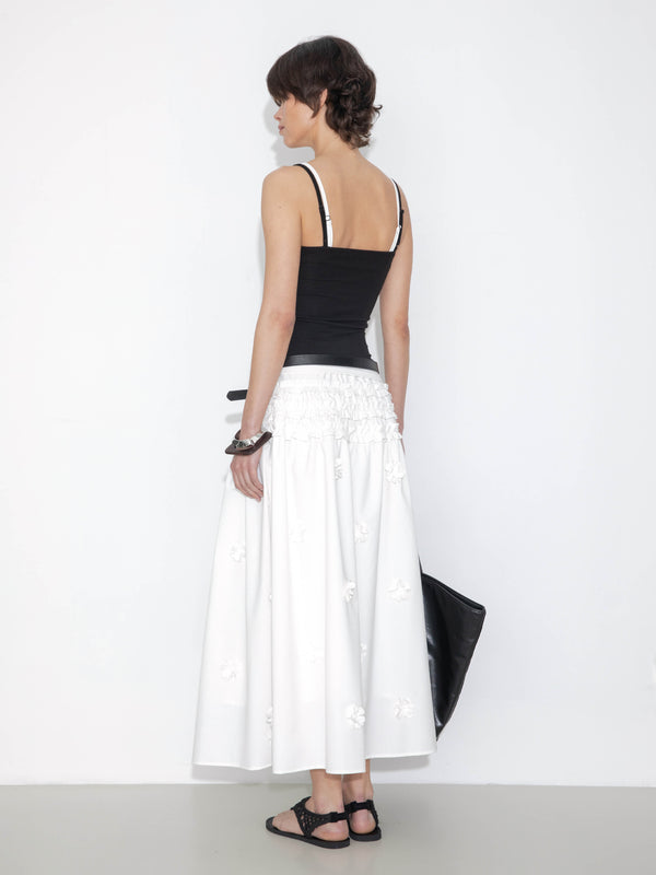 Cubic 3D Floral Maxi Skirt Red