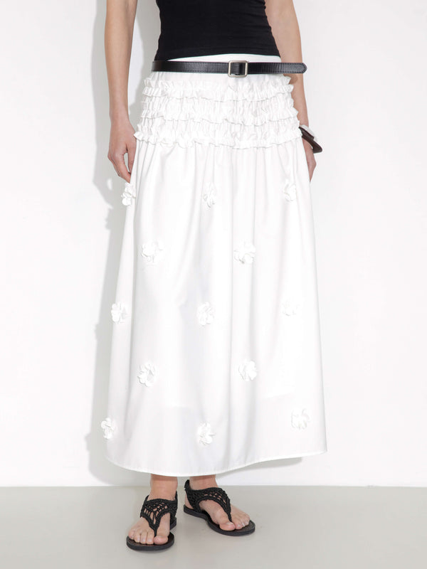 Cubic 3D Floral Maxi Skirt Red