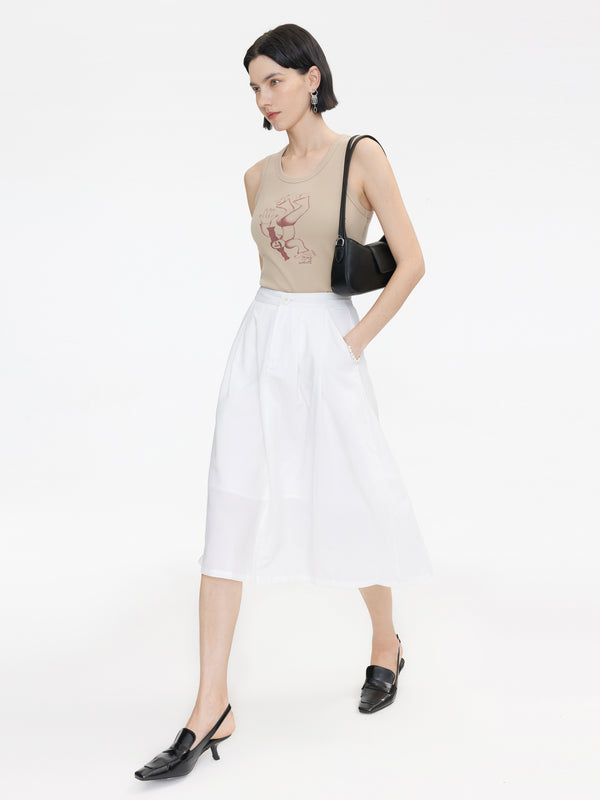 Cubic A-line High Waisted Skirt Black