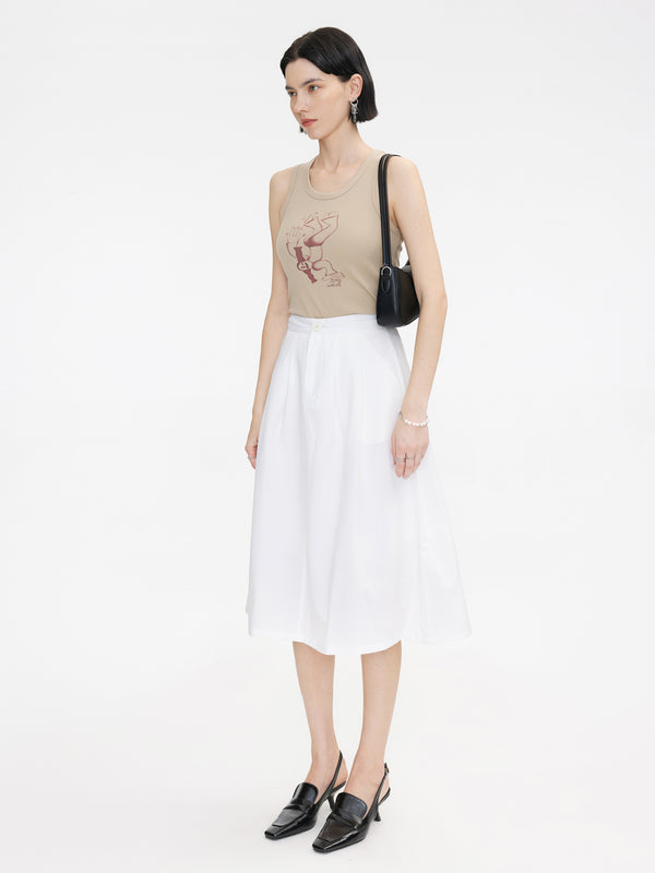 Cubic A-line High Waisted Skirt Black